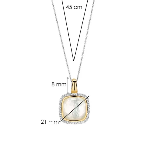 Pendentif Ti Sento - 6828MW Argent Doré Et Doublé Nacre Carré Et Pavage