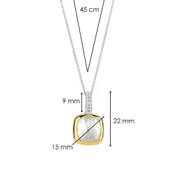 Pendentif Ti Sento - 6829MW Argent Doré Et Doublé Nacre Carré Bélière Pavée