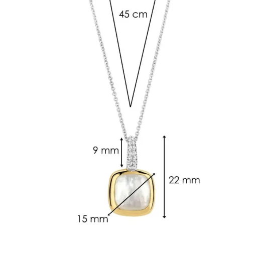 Pendentif Ti Sento - 6829MW Argent Doré Et Doublé Nacre Carré Bélière Pavée