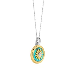 Pendentif Ti Sento - 6831TQ Argent Doré Et Pierre Synthétique Turquoise Forme Soleil